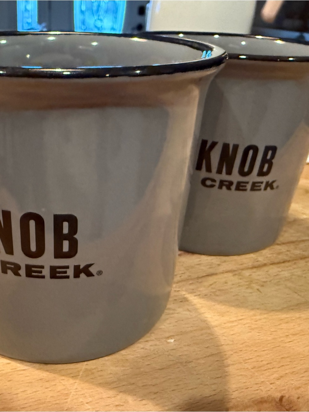 KNOB CREEK Gray Ceramic Mugs- Branded. Set of 2